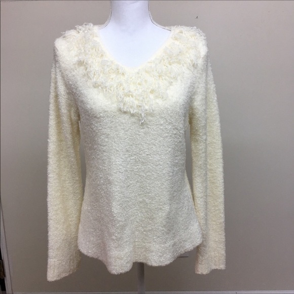 None Sweaters - Cream Colored Fringe Sweater Sz.M. Beautiful!